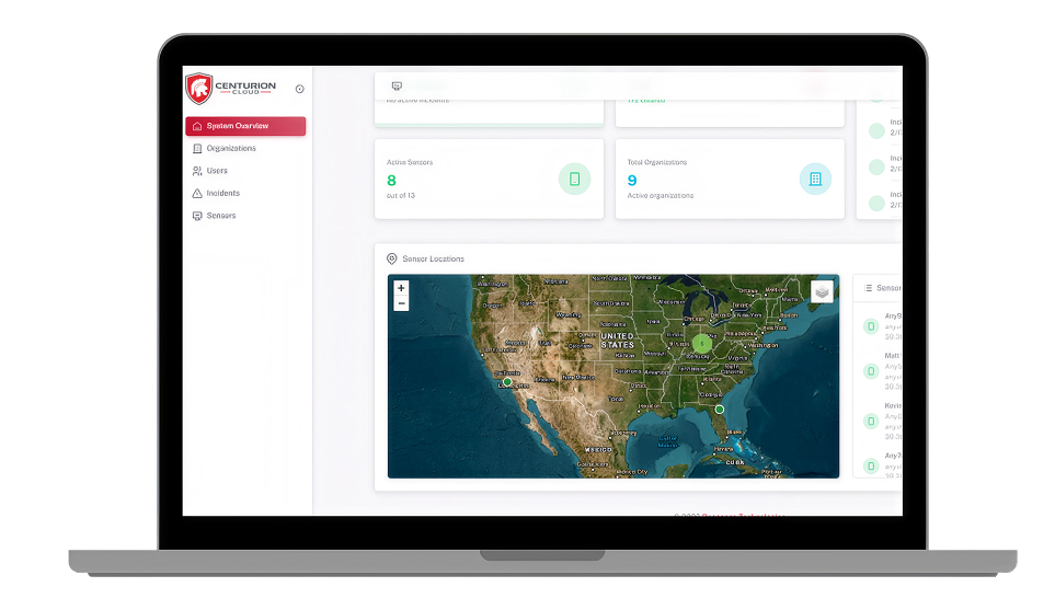 Centurion Cloud dashboard